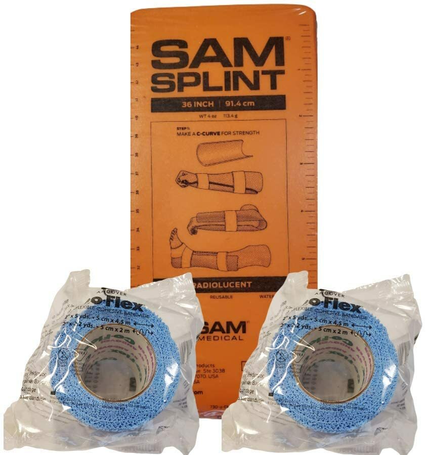 SAM Splint Kit - 36" Flat SAM Splints & 2" x 5yds Cohesive Wraps