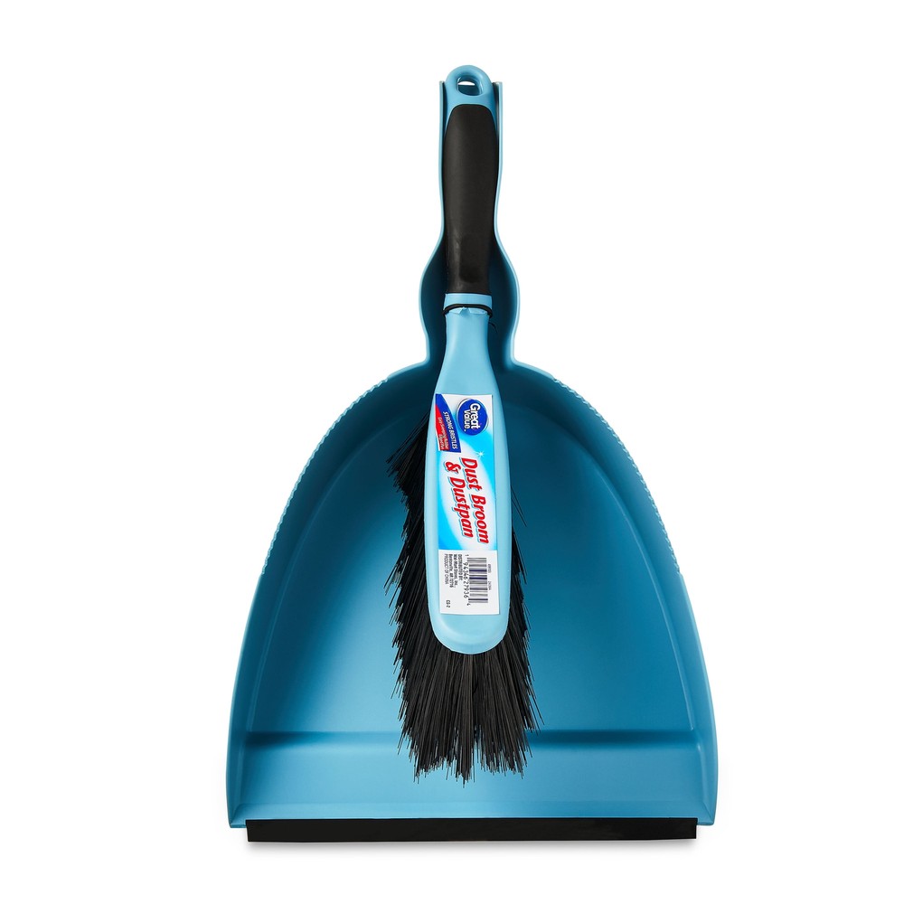 Great Value Dust Broom & Dustpan, Blue
