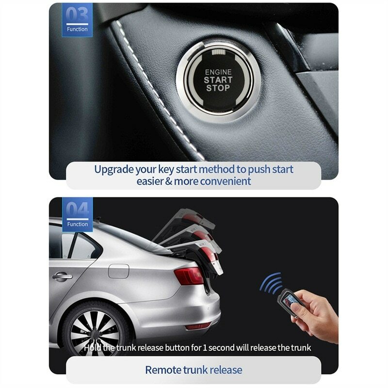 EASYGUARD 2 Way Car Alarm System LCD Display auto Start push button stop