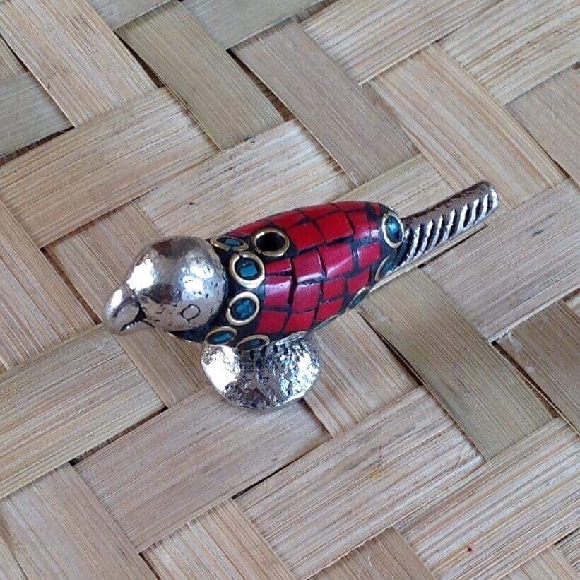 Vintage Turquoise Coral Parrot Incense Holder