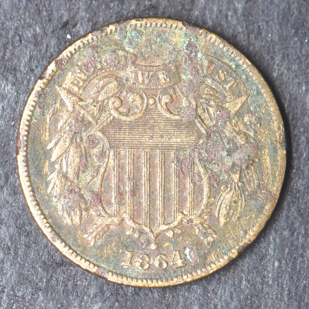 1864 "Large Motto" 2C Two Cent Piece - COINGIANTS -