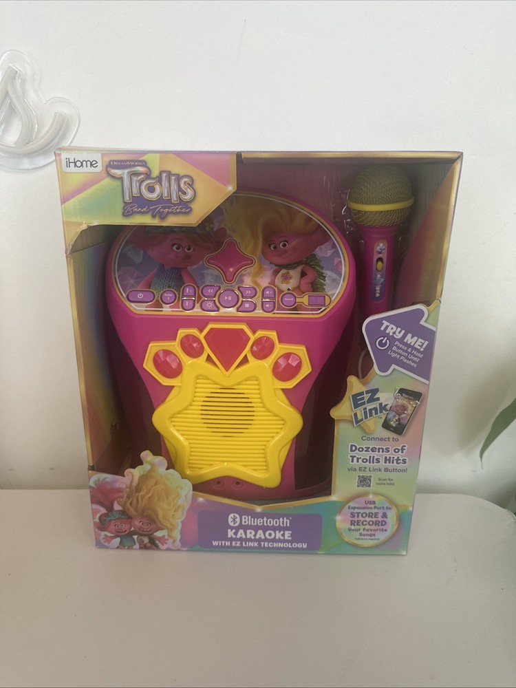 Trolls 3 Bluetooth Karaoke Wired Mic Light Show Rechargeable USB Trolls