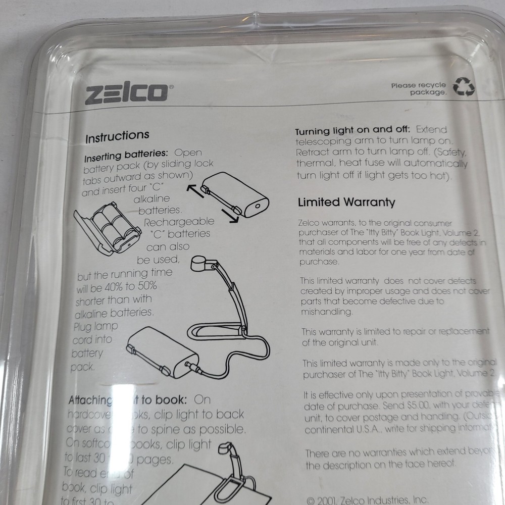 1998 NEW Zelco Itty Bitty Book Light Volume 2 High-Tech Smaller Lighter Brighter
