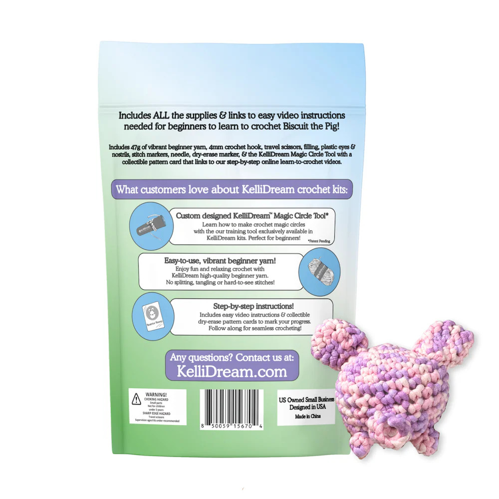 Learn to Crochet Kit Pig (Includes Purple Magic Circle Tool)