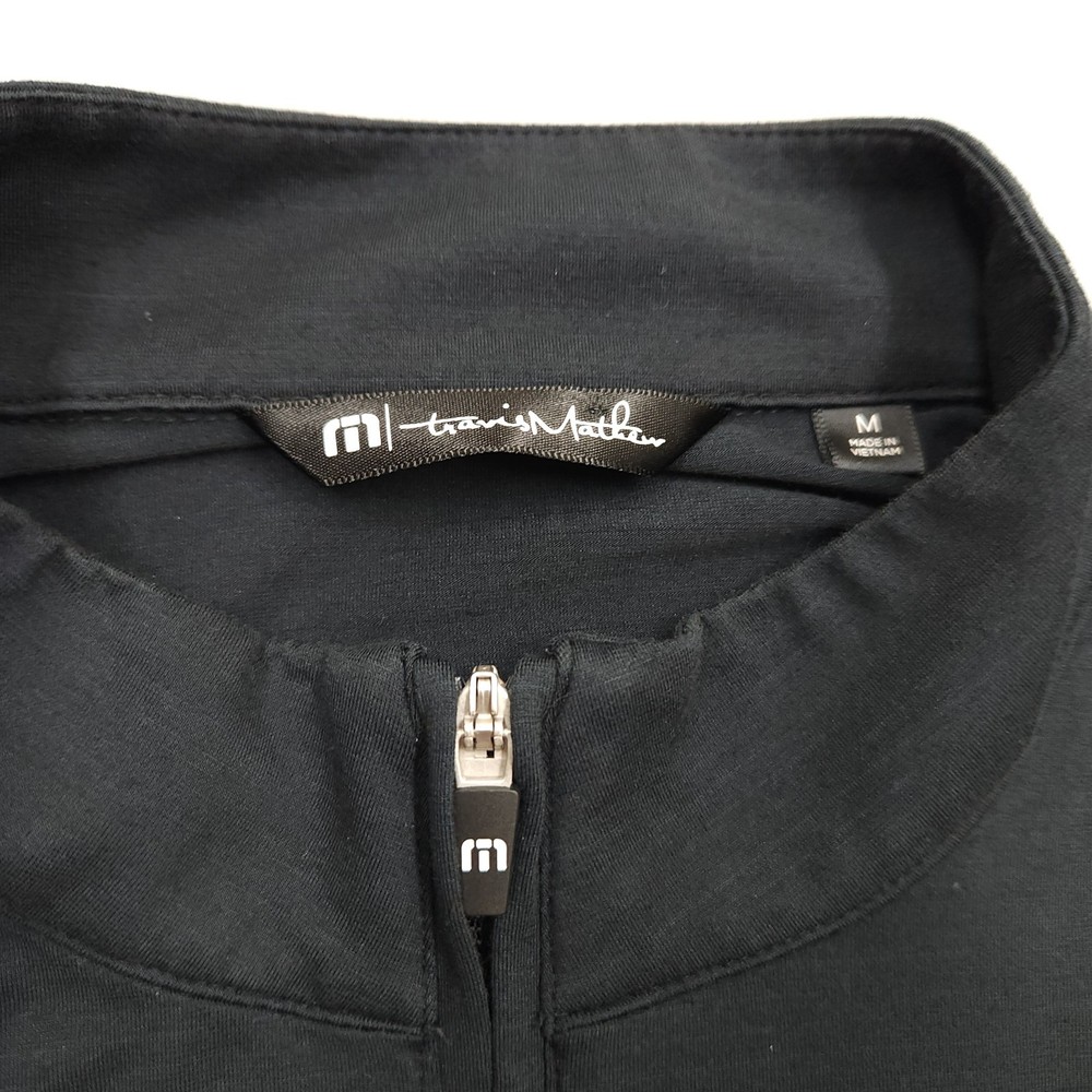 Travis Mathew Sweater Mens Medium Black 1/4 Quarter Zip Golf Pullover Sweatshirt