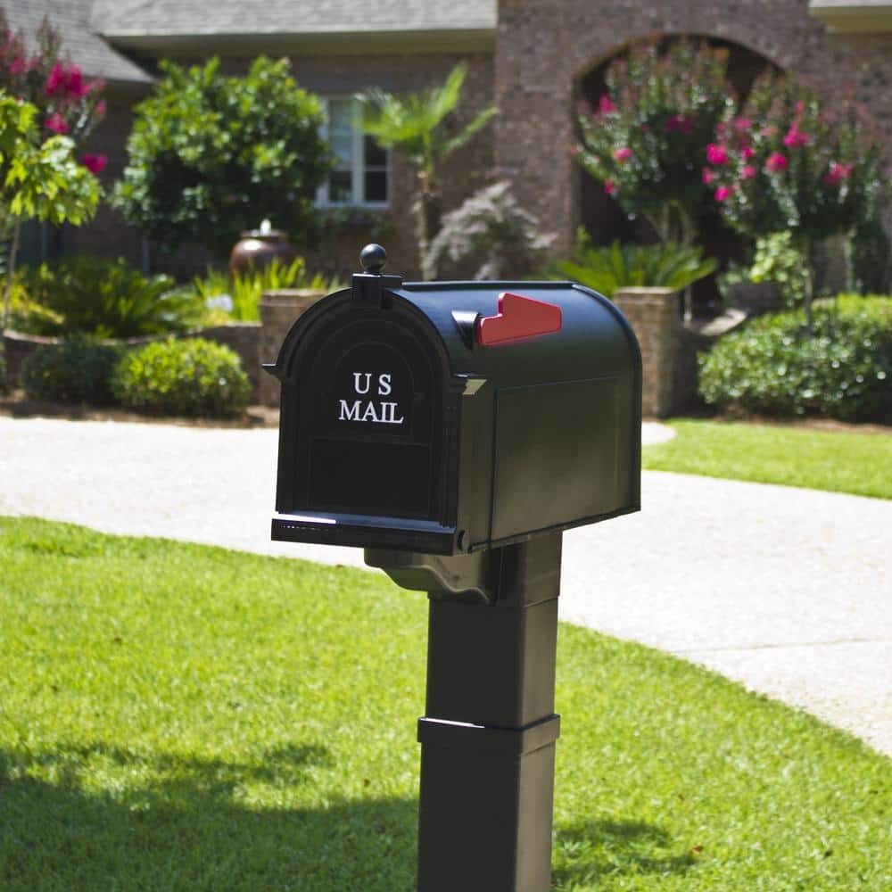 Postal Pro Post Mount Black Plastic Large Mailbox
