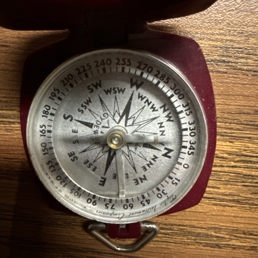 Vintage Taylor Gydeway Compass Bakelite Case Red Folding Case