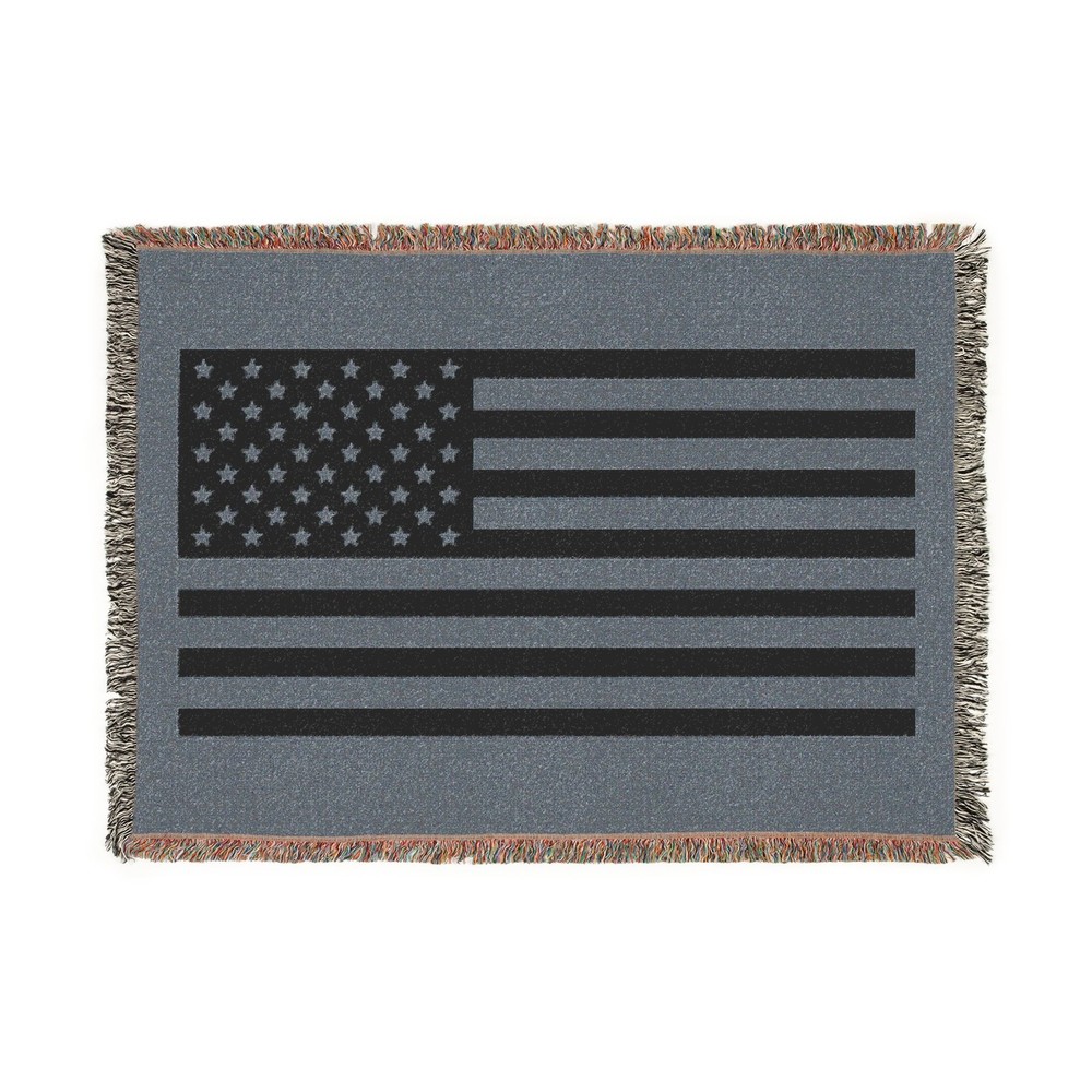 Monochrome American Flag Woven Blanket