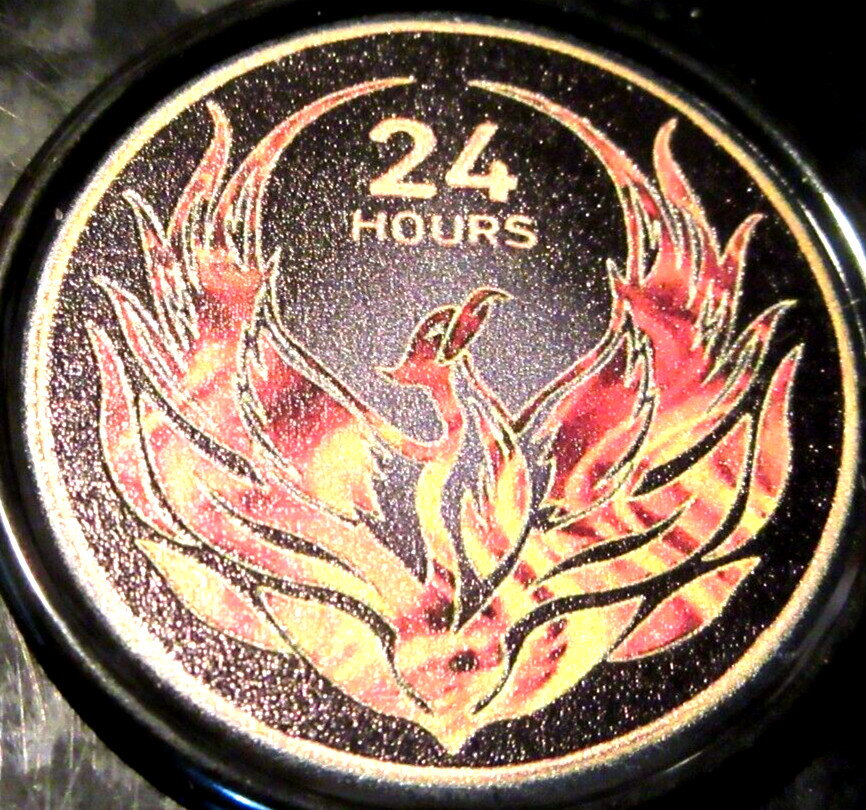 Phoenix Out of the ashes Alcoholics Anonymous AA Red Plastic Medallion Chips