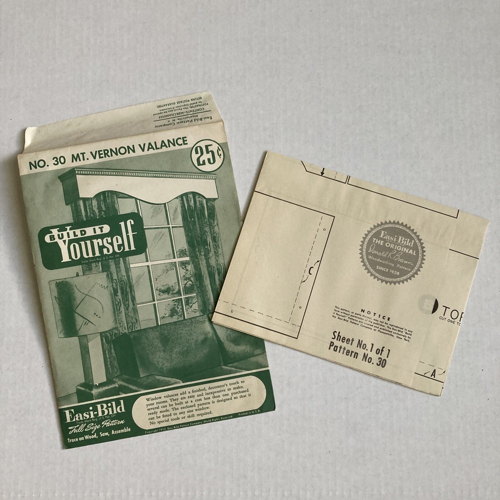 3 Easi-Bild Patterns-#30 Mt.Vernon Valance, #159 Window Frame/Shelf,#271 Valance