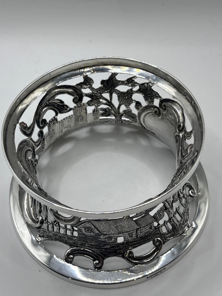 Irish Solid silver potato ring Dublin 1907 Castle and cottage E Johnson Ltd