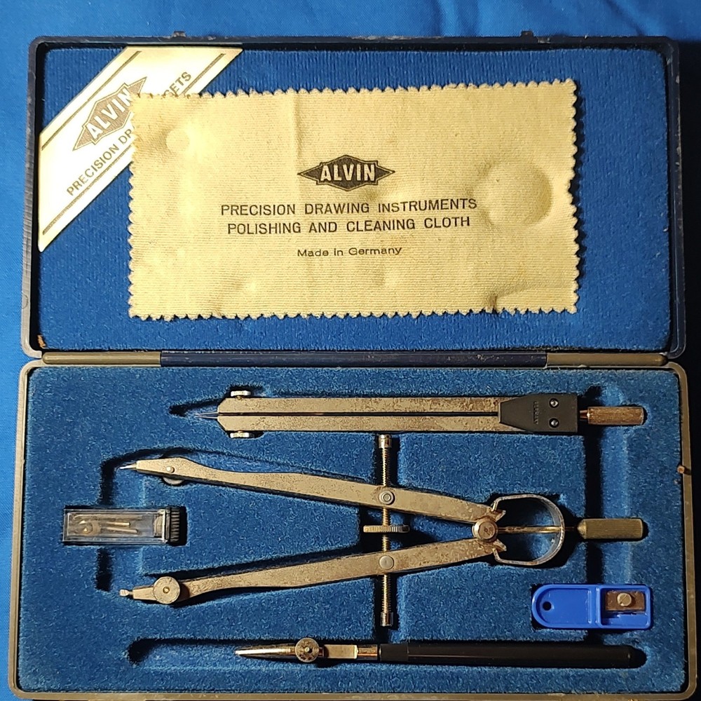ALVIN 525B Precision Drawing Instruments Set Made in Germany Drafting Compass