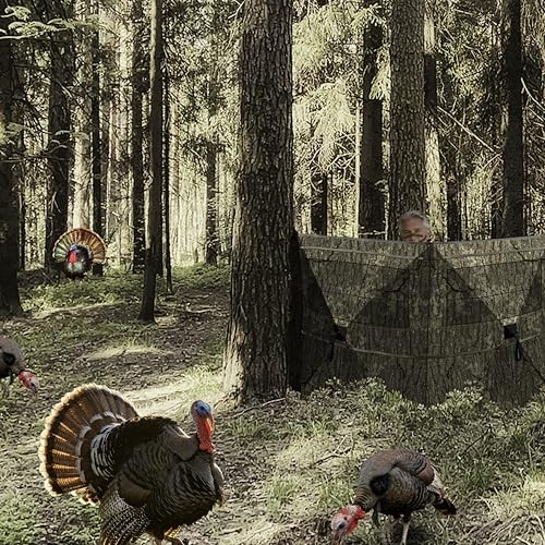 Hunting Blind for Turkey, 3-Panel See-Through Turkey Blind, Full 360° TREE BARK