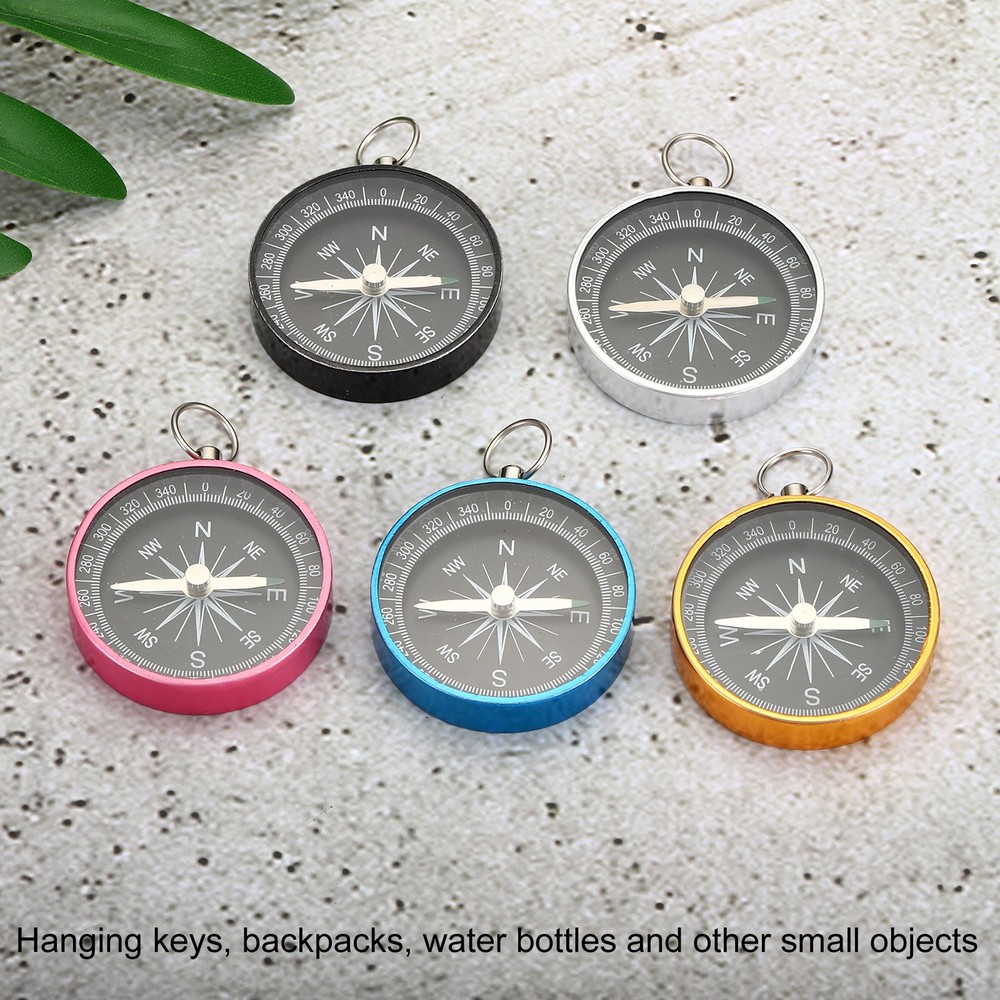 2Pcs Pocket Compass Outdoors Navigation Compass with Key Ring Pink