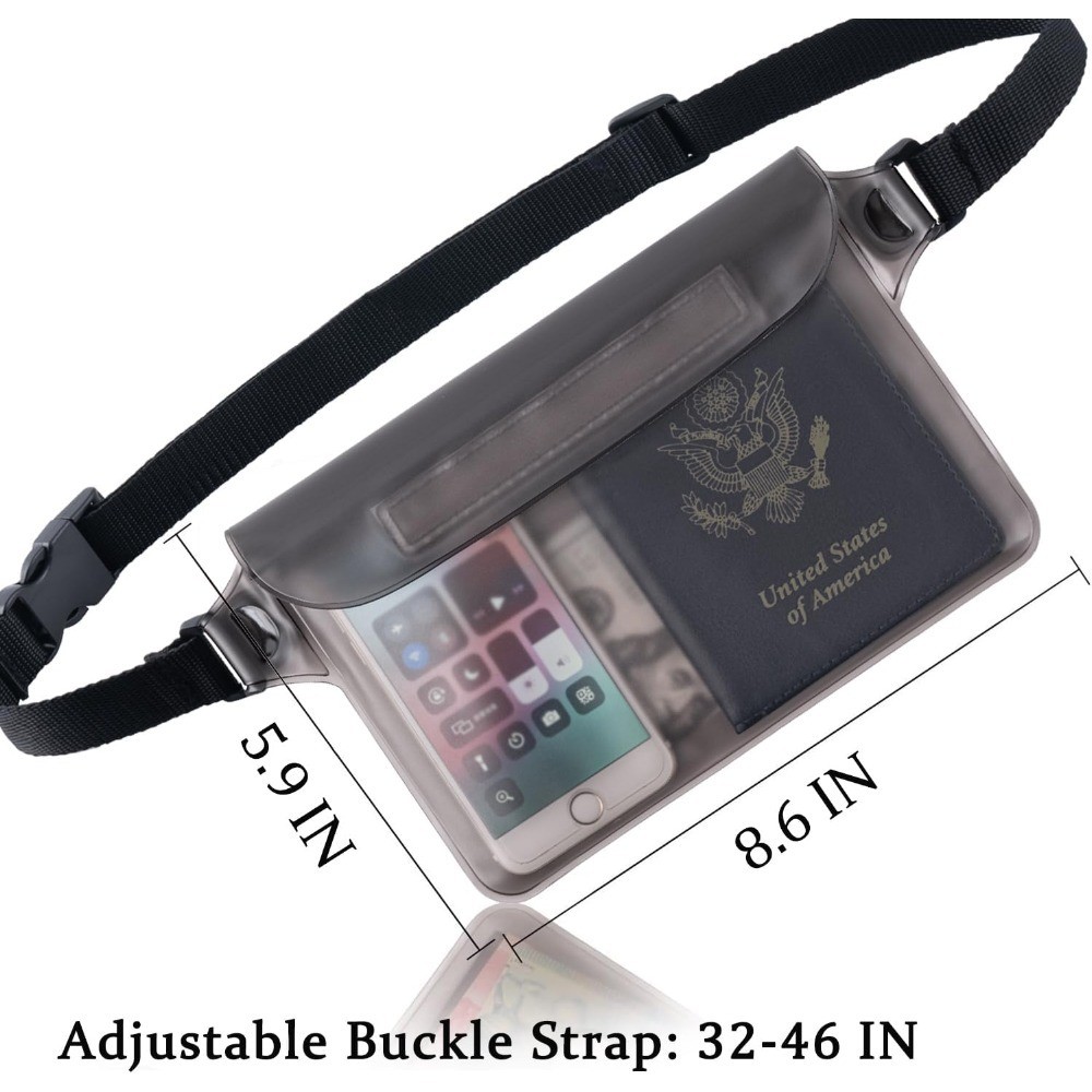 2-Pack Waterproof Pouch with Adjustable Waist Strap | Screen Touch Sensitive
