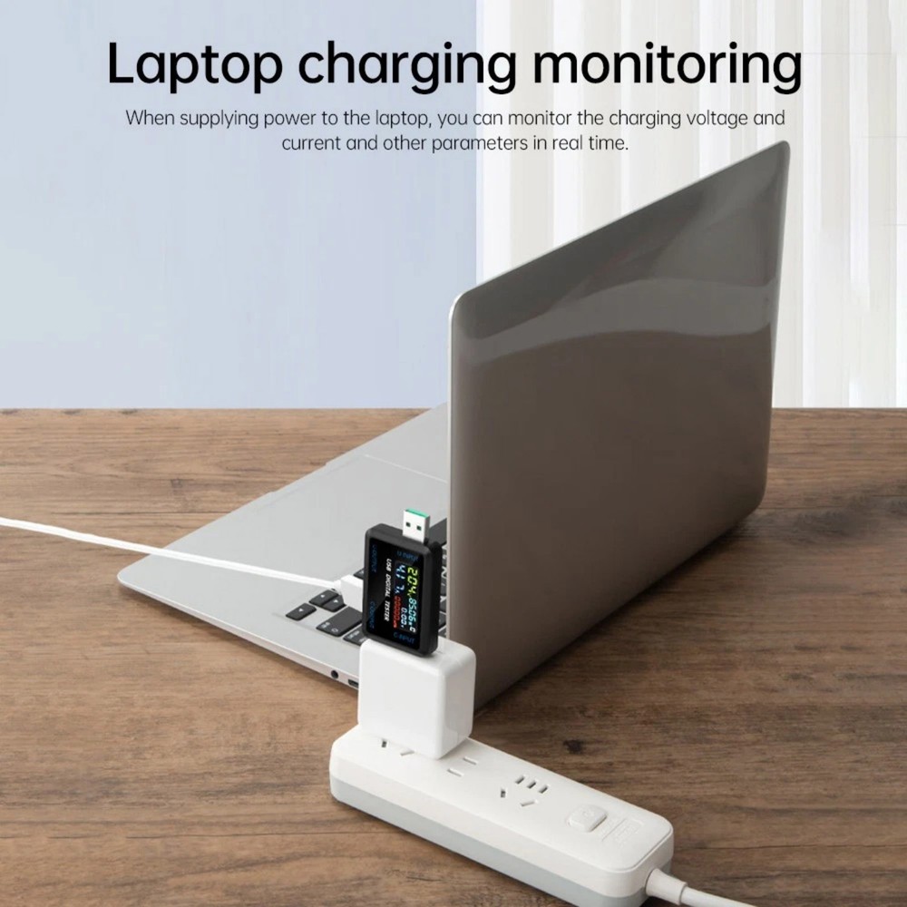 Replacement USB Type C Voltmeter Ammeter with Timing Function Power Monitor