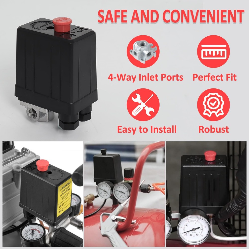 Central Pneumatic Air Compressor Pressure Switch Control Valve 90-120 PSI