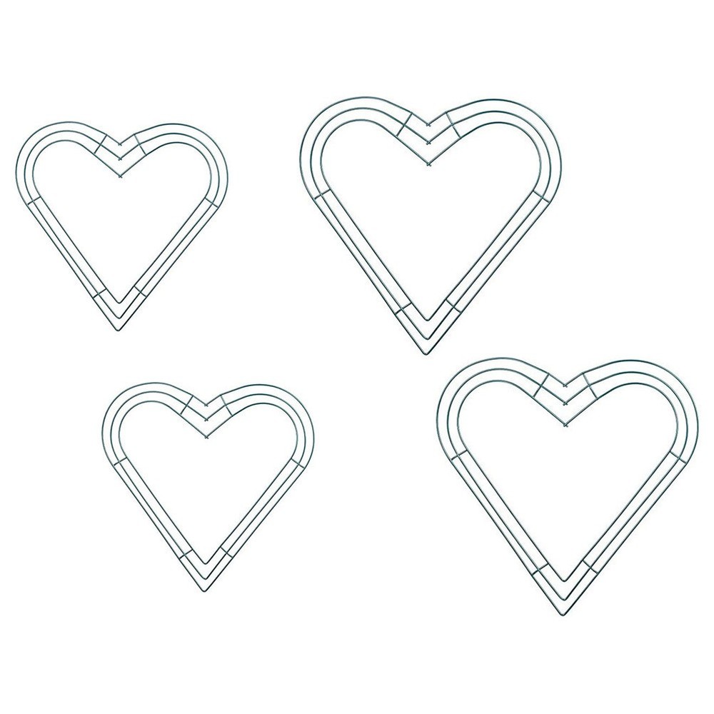 4 Pcs Heart Shaped Metal Wreath Ring Wire Frame Hanging Flower Frames