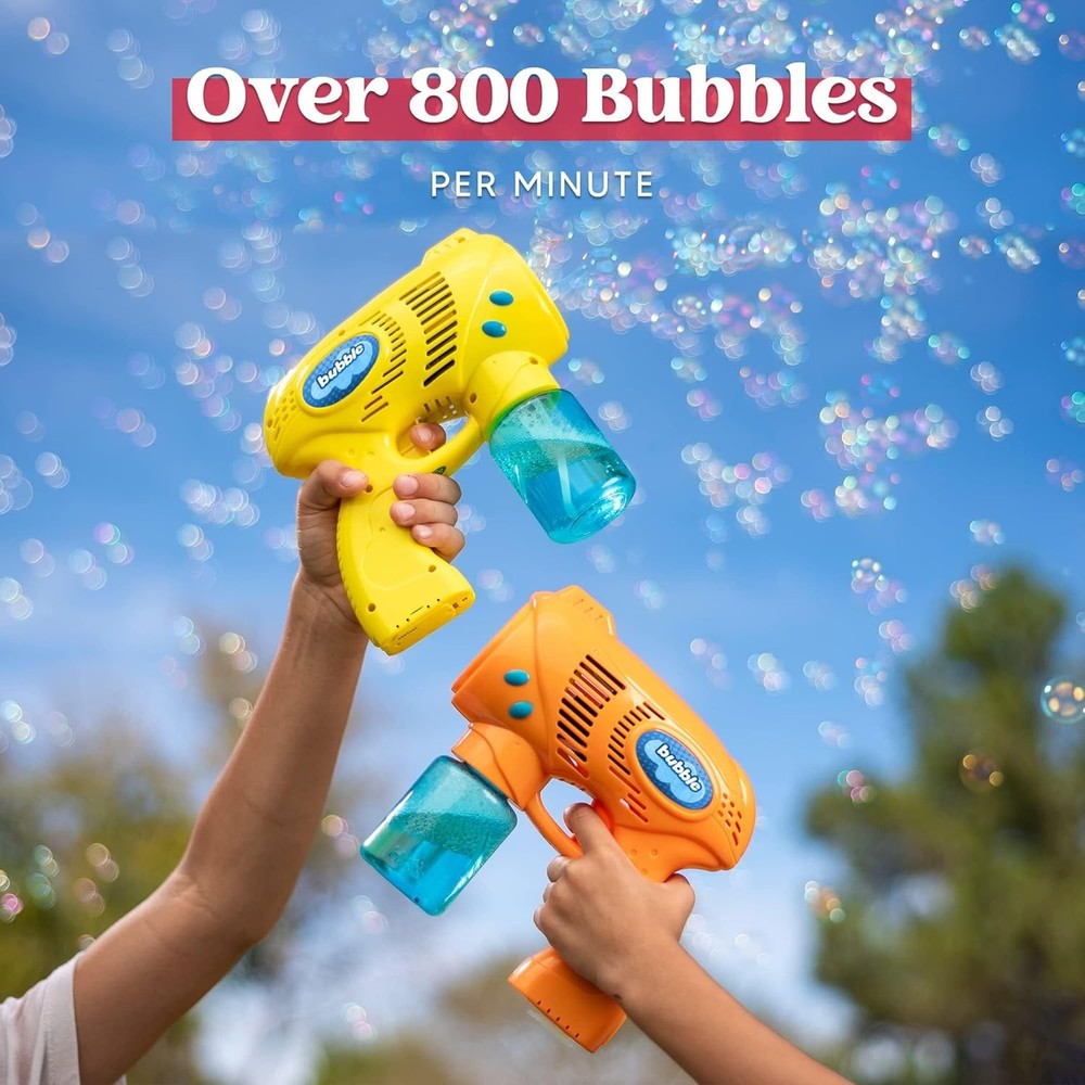 JOYIN 2 Bubble Guns with 2 Refill Solution (10 oz Total), Bubbles Maker, Blower
