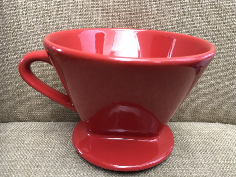 Red Pottery Pour Over Coffeee Maker Large