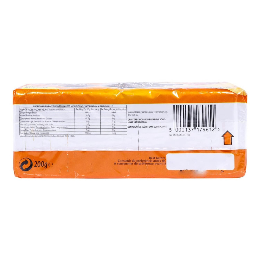 Cream Crackers. 200G Pack (Pack of 6)