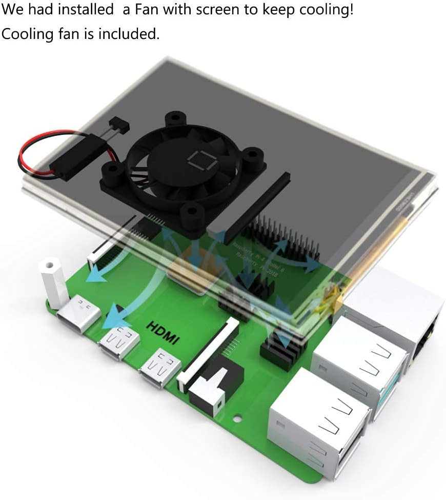 Raspberry Pi 4 3.5" Touch Screen Kit with Case & Mini Cooling Fan