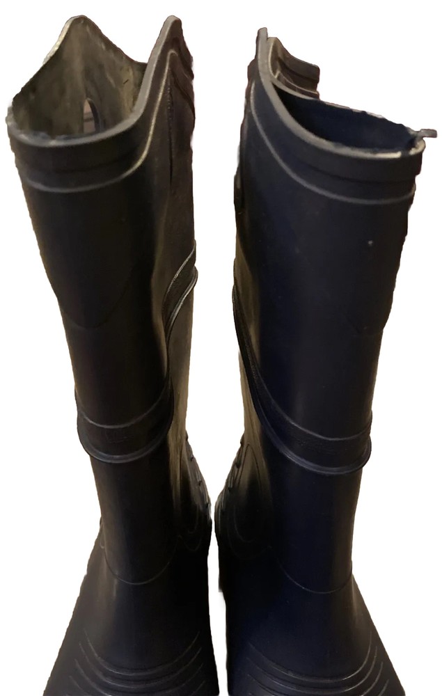 Boot Plain Toe Cleated Boot Pull On Rubber 16” Blue Men's Sz 13 Made In USA EUC