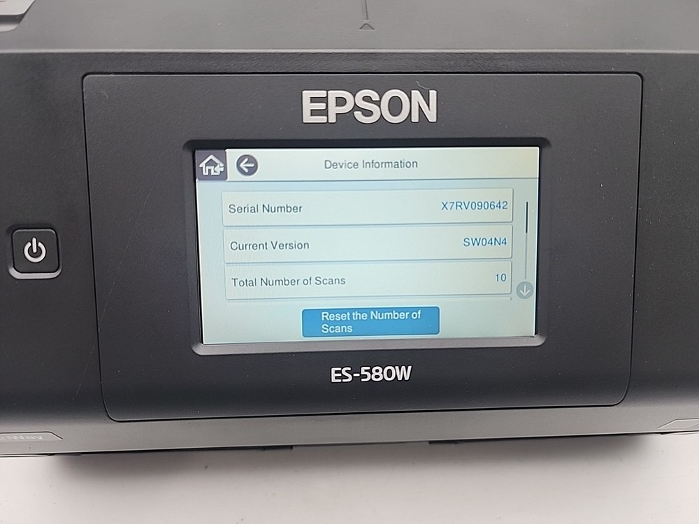 Epson WorkForce ES-580W Wireless Duplex Document Scanner Low Use ~10 Scans Teste