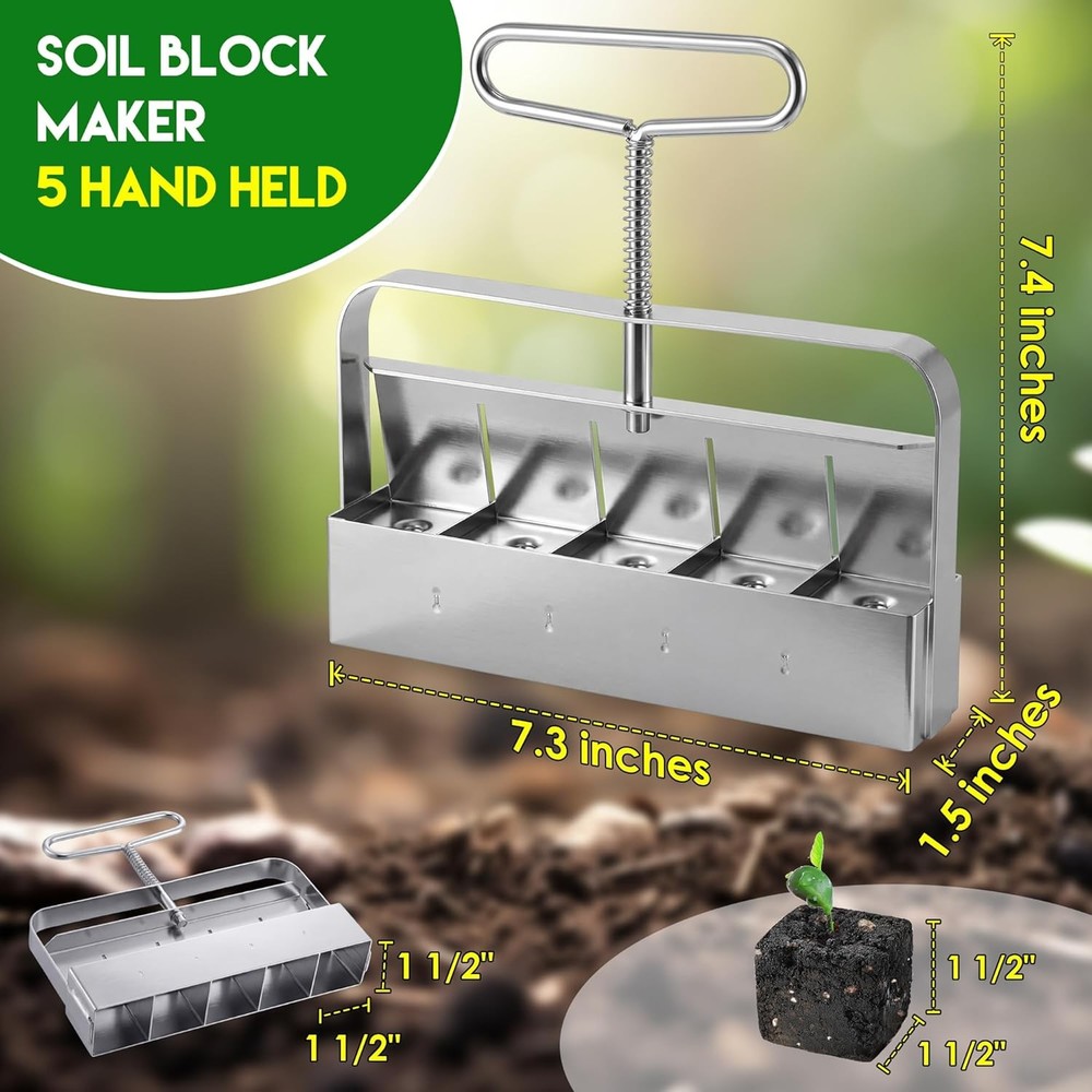 1 Pack Upgrade Soil Block Maker Hand Held Manual Blocking Tool Seed Starting