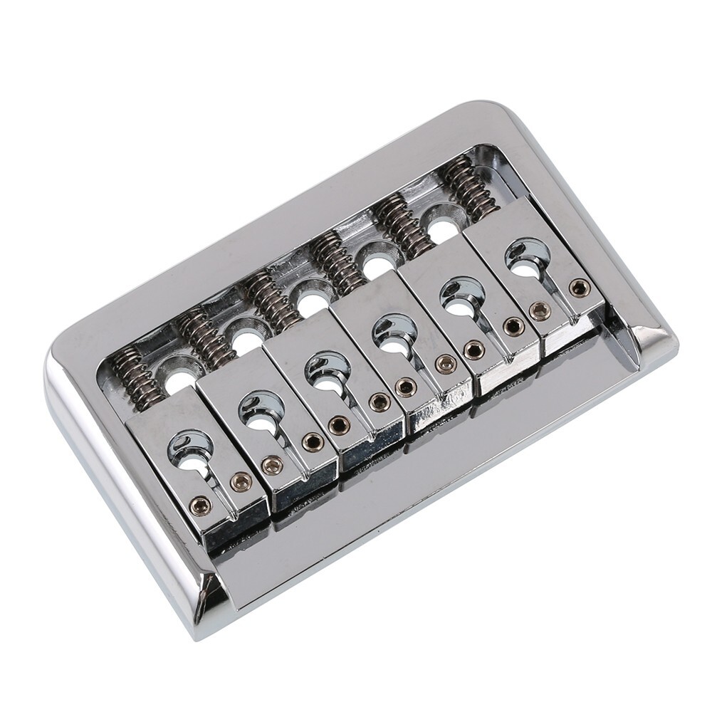String Thru Fixed Bridge w/ Round Hole Saddle Hard Tail Guitar Bridge Chrome