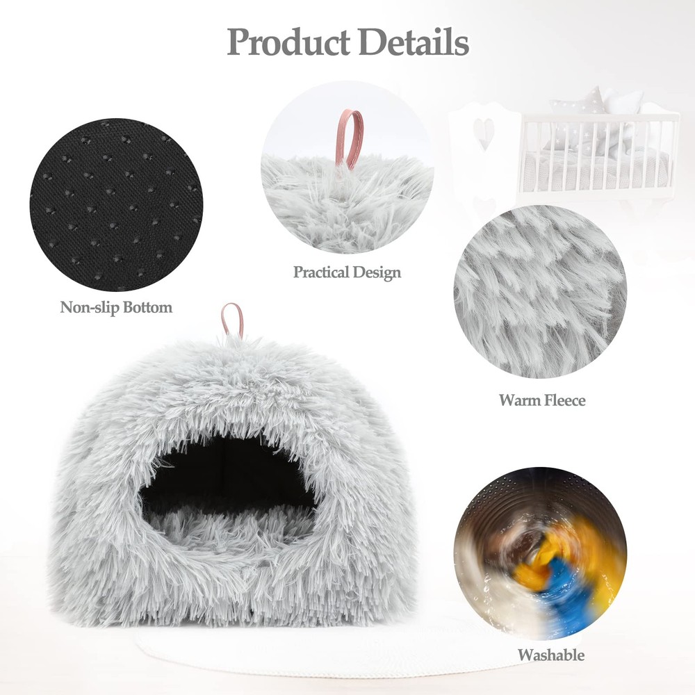 Guinea Pig Bed Plush Calming Hideout, Warm Rabbit Hide for Hamsters Hedgehogs...