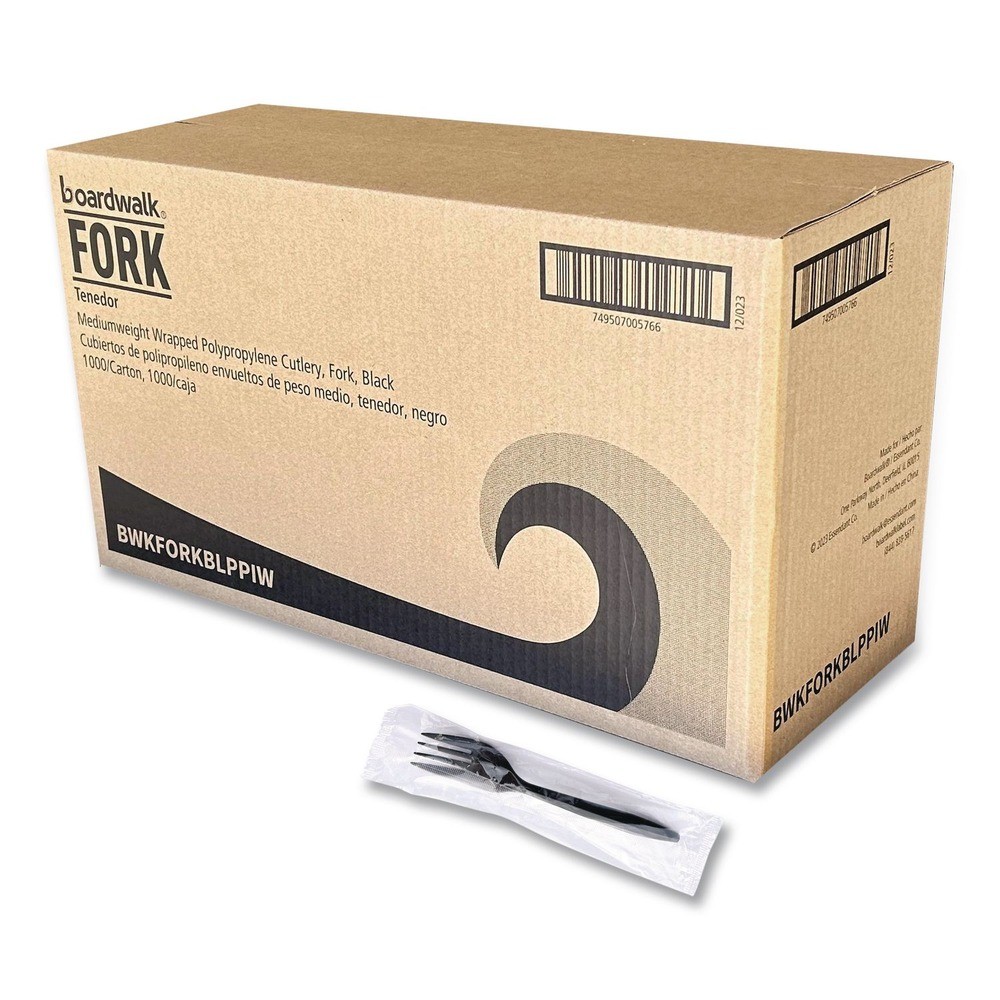 Boardwalk FORKBLPPIW Wrapped Polypropylene Plastic Fork Cutlery (1000/CT) New