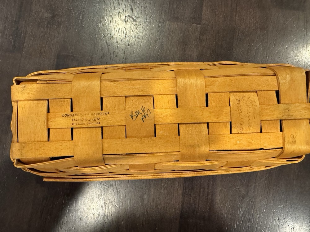 Longaberger Woven Rectangle Low Basket Signed 1997