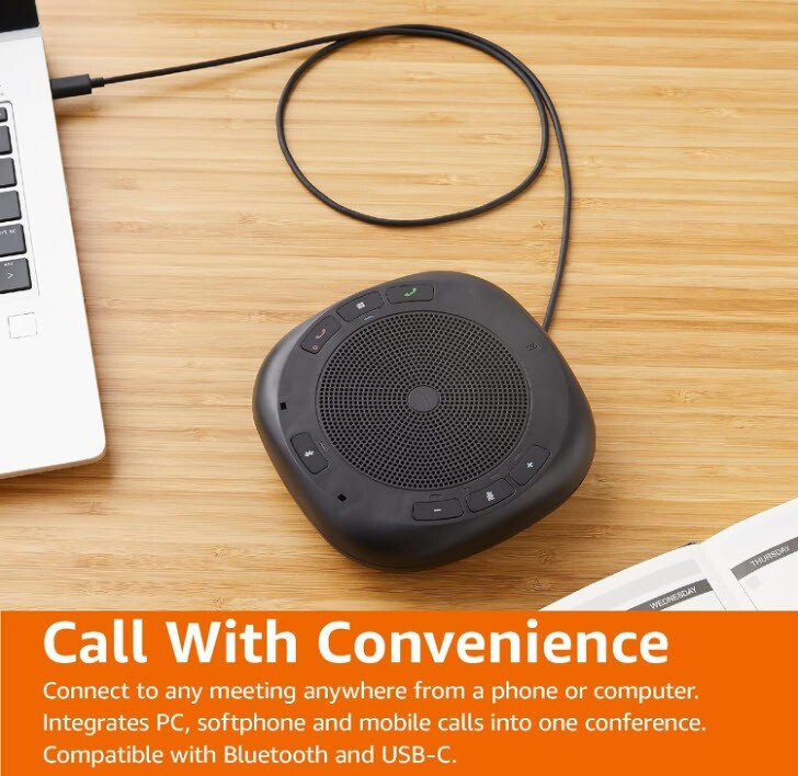 Amazon Commercial Premium Bluetooth Speakerphone, 5"