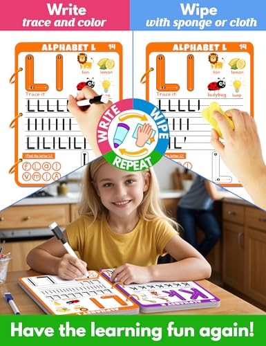 Preschool Learning Activities Educational Workbook, 62 Reusable Pages Pre