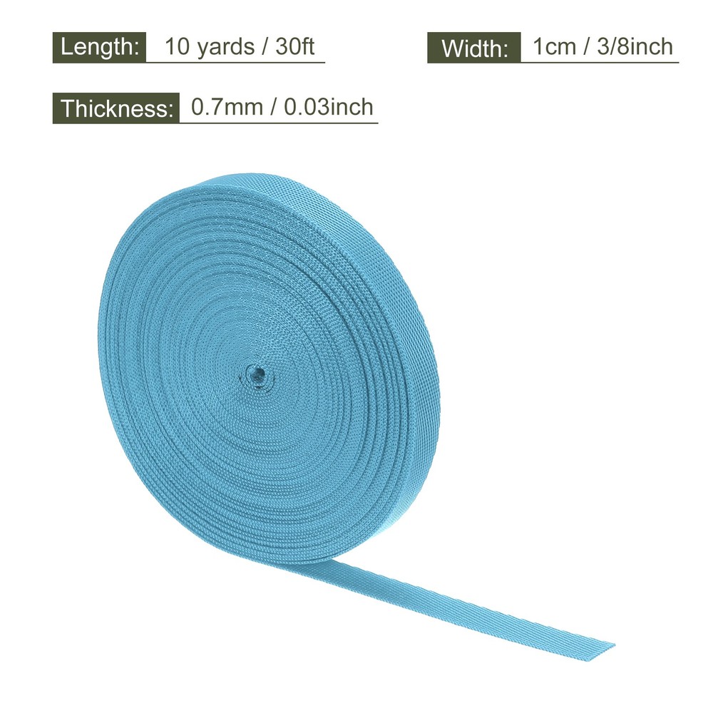 Flat Nylon Webbing Strap 3/8 Inch 10 Yards Lake Blue for Backpack