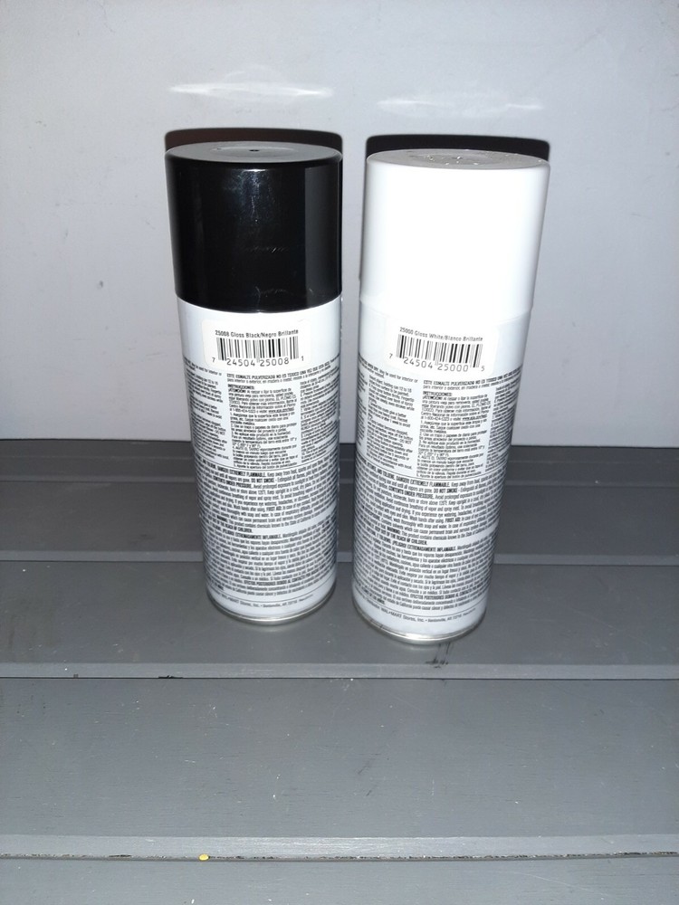 2 Spray Paint Cans Fast Dry 10 oz Gloss White and Black