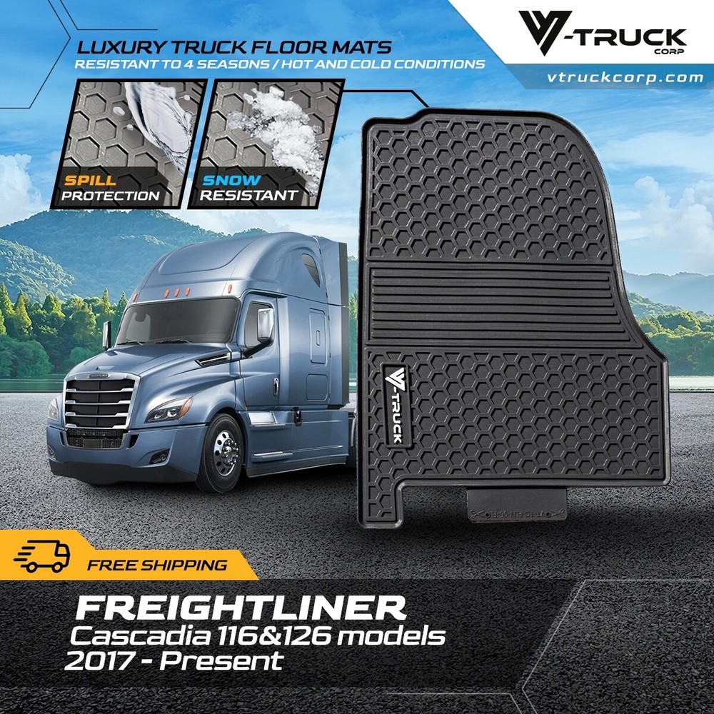 RUBBER FLOOR MATS FOR FREIGHTLINER CASCADIA 126 2017-PRESENT