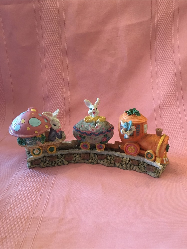 Easter Egg Bunny Rabbit Train Figure Figurine Mushroom Carrot Used