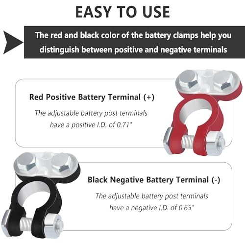2PCS Adjustable Car Battery Terminal Connectors,Galvanized Negative/Positive