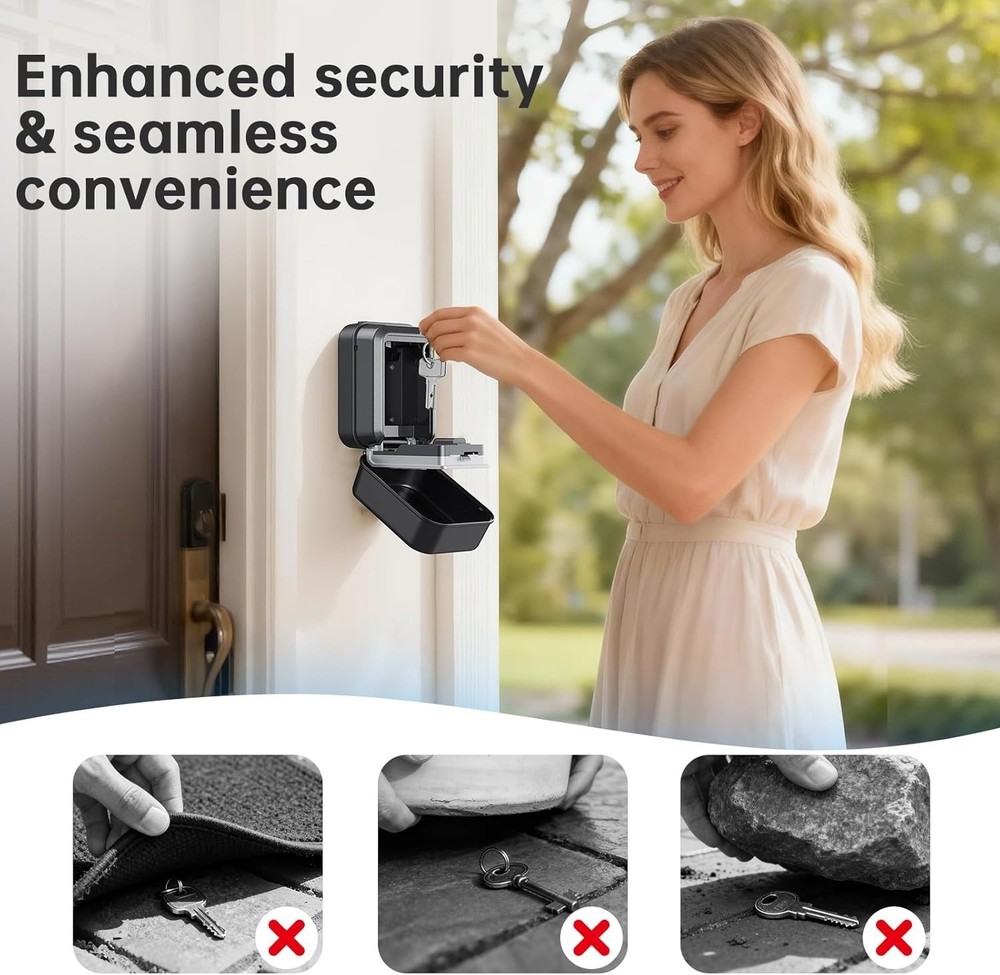 Smart Bluetooth Lock Box with PIN Code & Waterproof for Airbnb Access