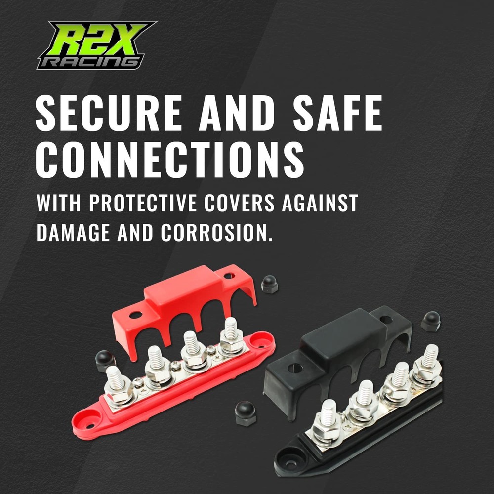 Dual 250 Amp Red & Black Power Distribution Busbar Pair | Secure Electrical Flow