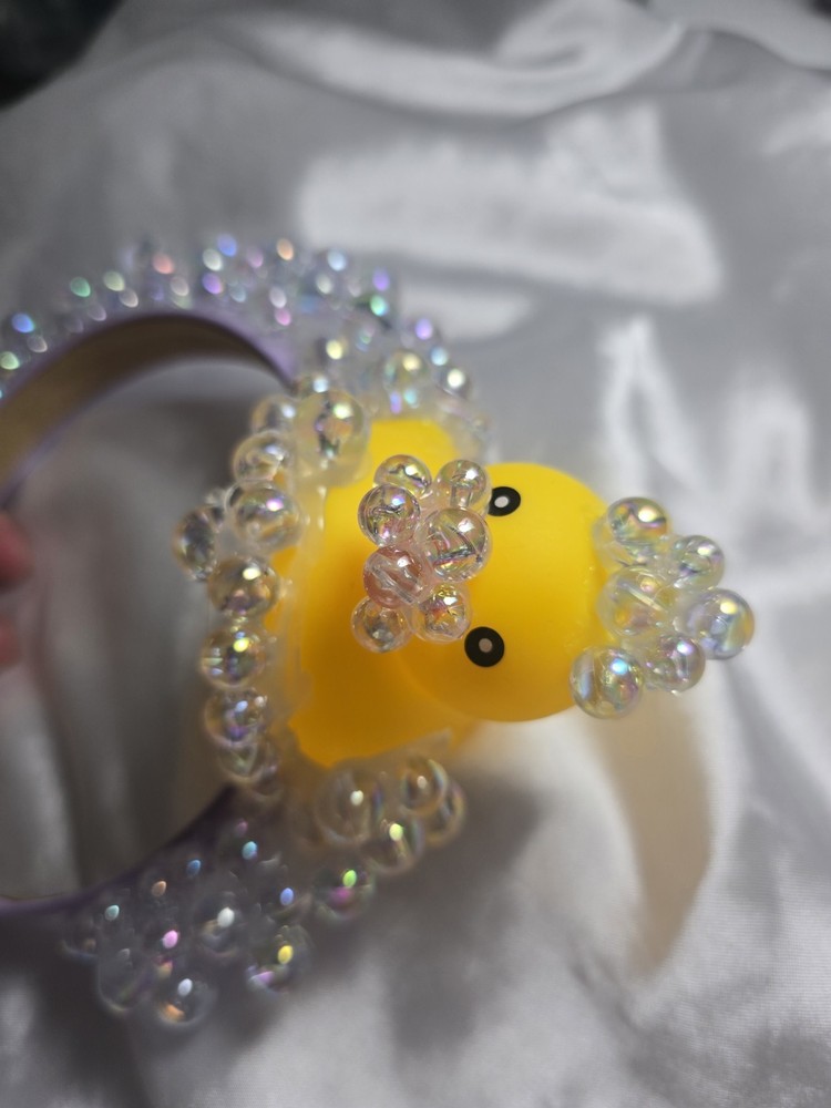 Handmade Beaded Headband with Yellow Duck Decoration