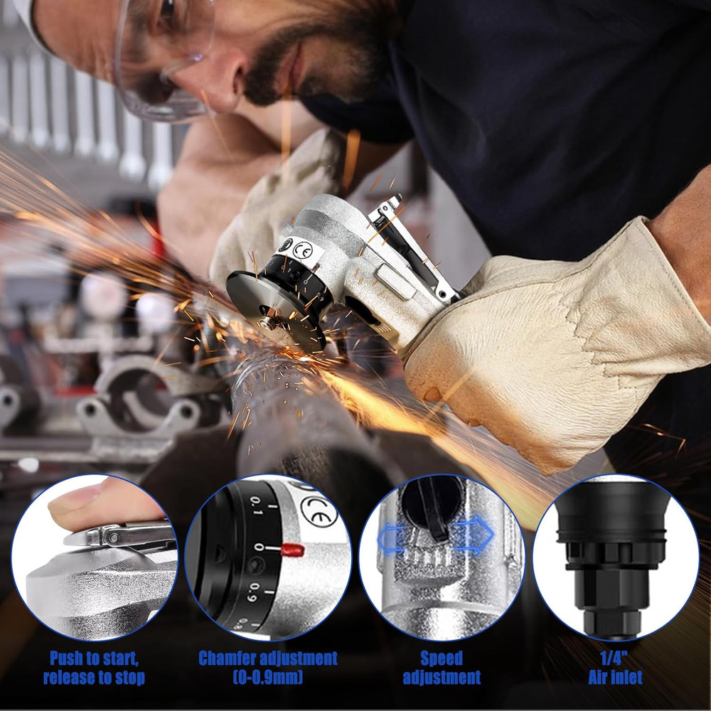 Pneumatic Chamfering Tool Handheld, Mini Aluminium Alloy Air-Powered Chamfering