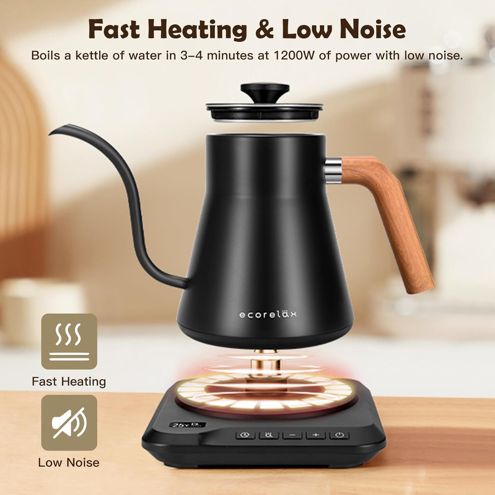 Gooseneck Electric Kettle, ±1℉ Temperature Control Pour over Kettle for Coffee,