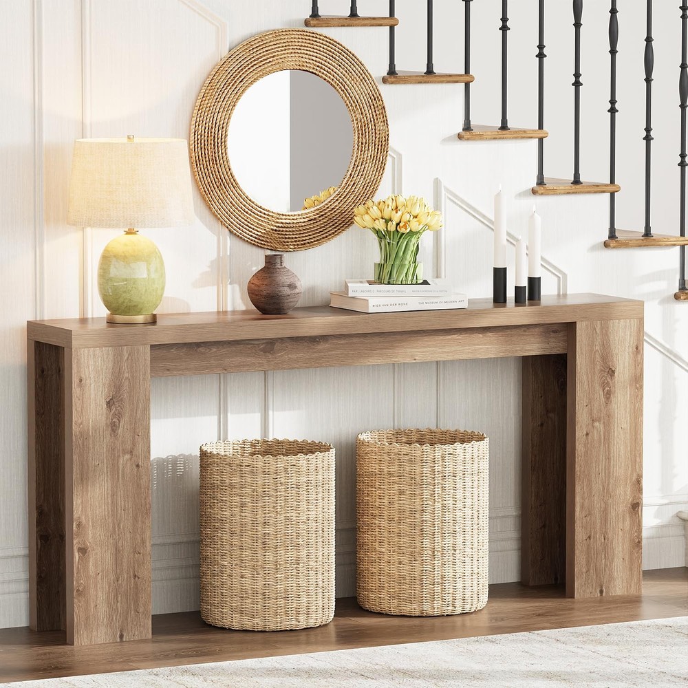 70.9 Inch Extra Long Console Table, Farmhouse Entryway Table with Thickened B...
