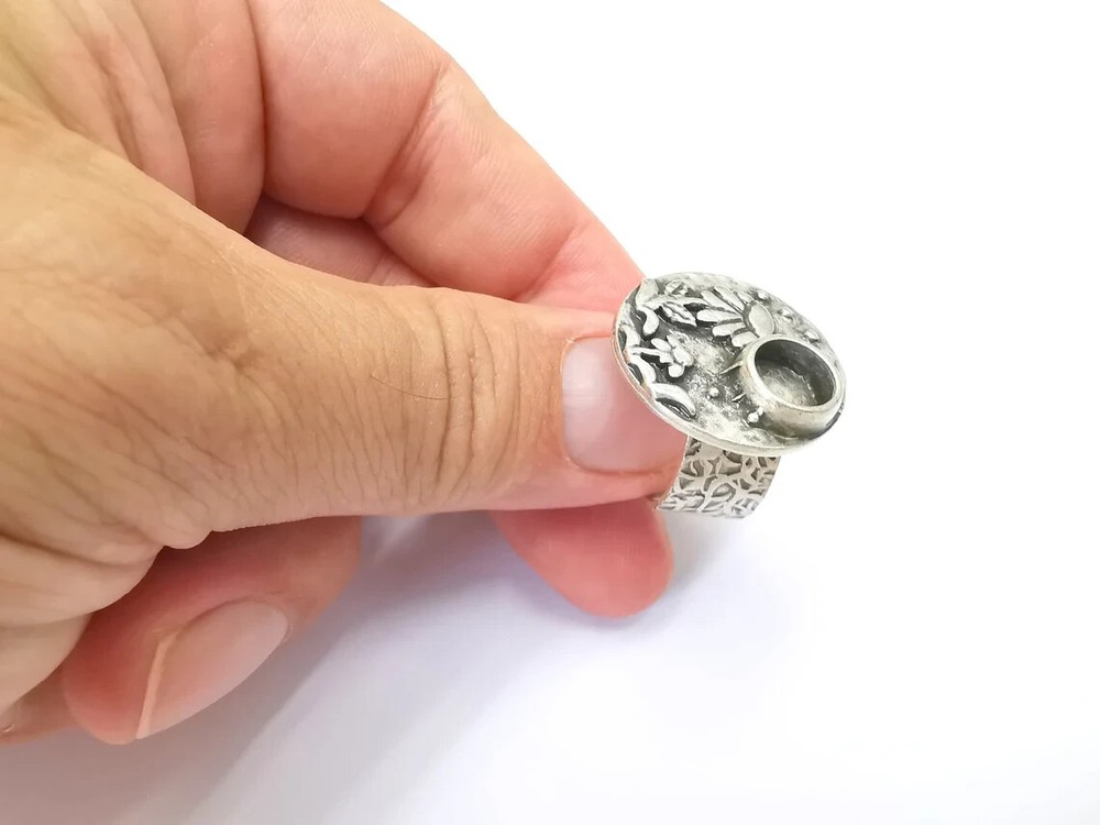 Flower Ring Blank Setting, Cabochon Mounting, Adjustable Resin Ring Base Bezels