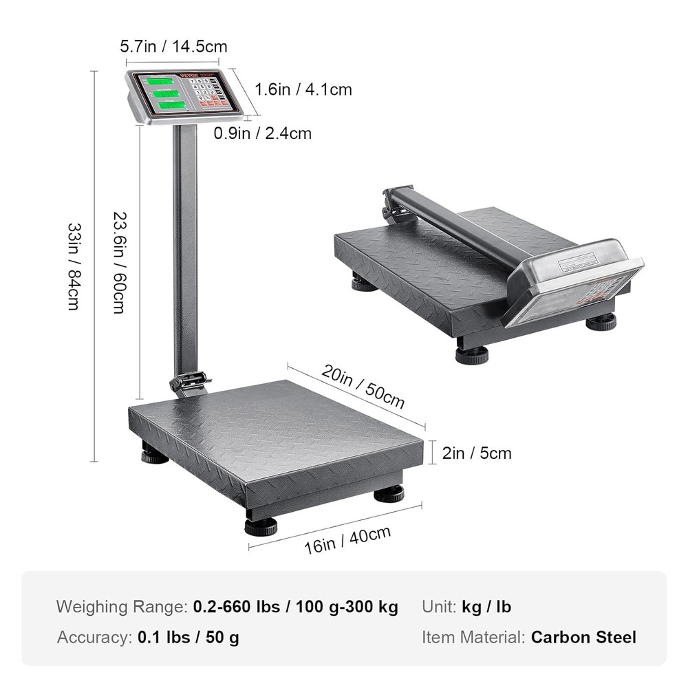 VEVOR Computing Digital Platform Scale, 660 lbs Load,