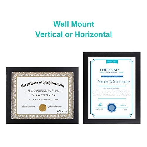 Document Frame Certificate Frames Made of Solid Wood High 8.5x11 Black