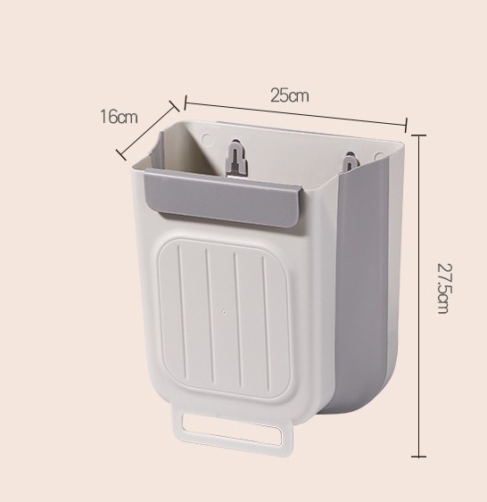 Collapsible Hanging Trash Can , Multi-Use for Kitchen, Office & Bathroom (Grey)